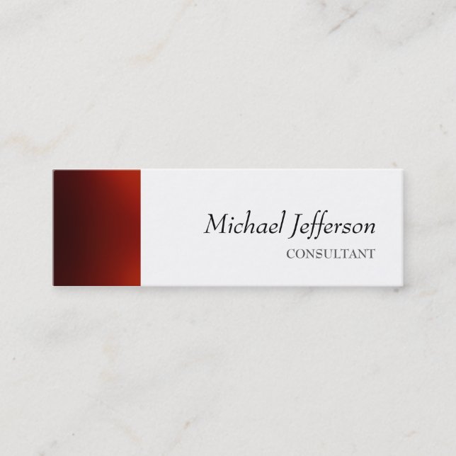 Slim Plain Red White Professional Business Card (Front)