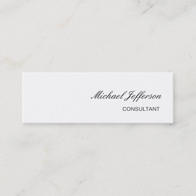 Slim Plain White Professional Business Card (Front)