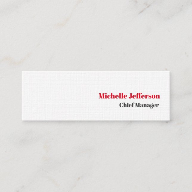 Slim Professional Modern Linen Elegant Simple Mini Business Card (Front)