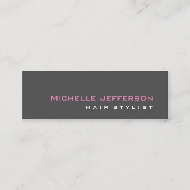 Slim Professional Script Grey Pink Business Card (Front)