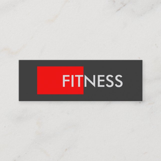 Slim Red Grey Fitness Trainer Business Card (Front)