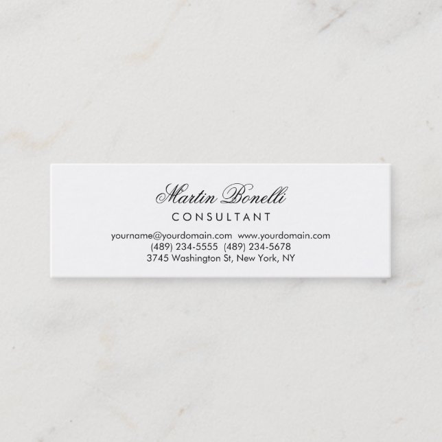 Slim Simple Minimalist Calligraphy Business Card (Front)