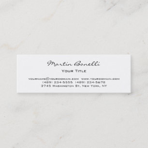 Slim Skinny White Professional Business Card