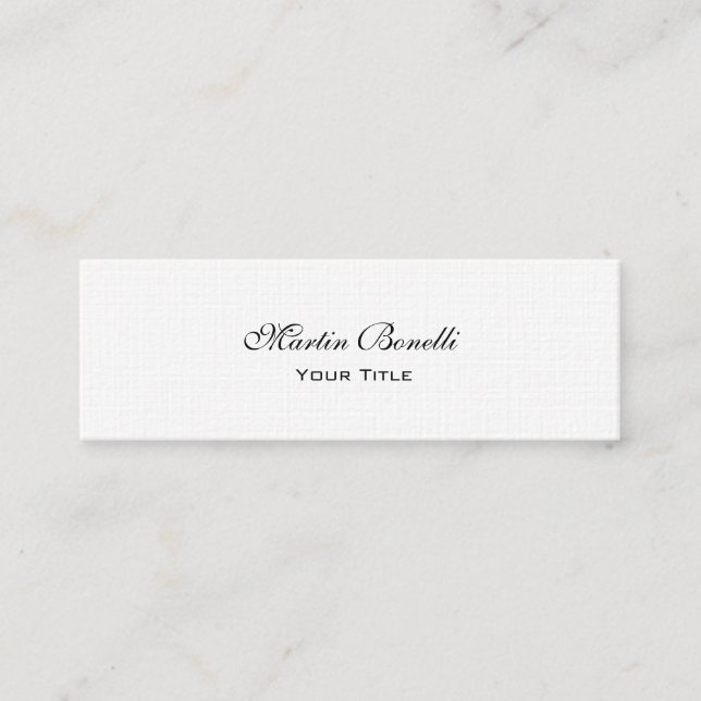 Slim Unique Calligraphy Linen Trendy Business Card (Front)