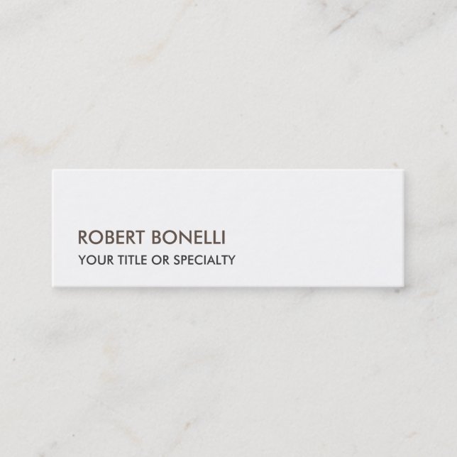 Slim Unique Modern Black White Mini Business Card (Front)