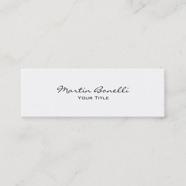 Slim Unique Modern White Trendy Business Card (Front)