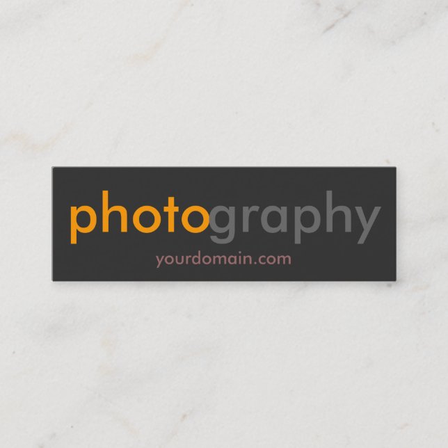 Slim Unique Orange Grey Photographer Mini Business Card (Front)