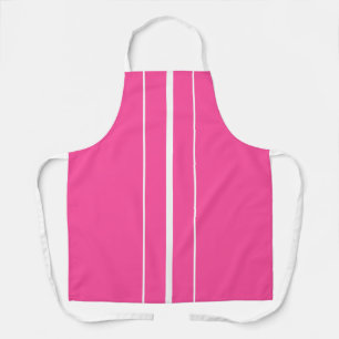 Slim Vertical White Racing Stripes On Candy Pink Apron