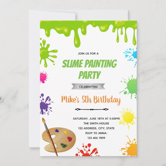 Slime and art painting invitation (Front)