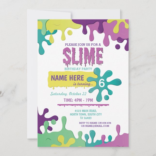 Slime Birthday Dripping Girls Pink Invitation (Front)