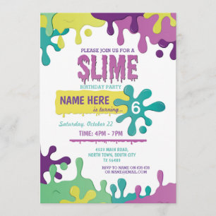 Slime Birthday Dripping Girls Pink Invitation