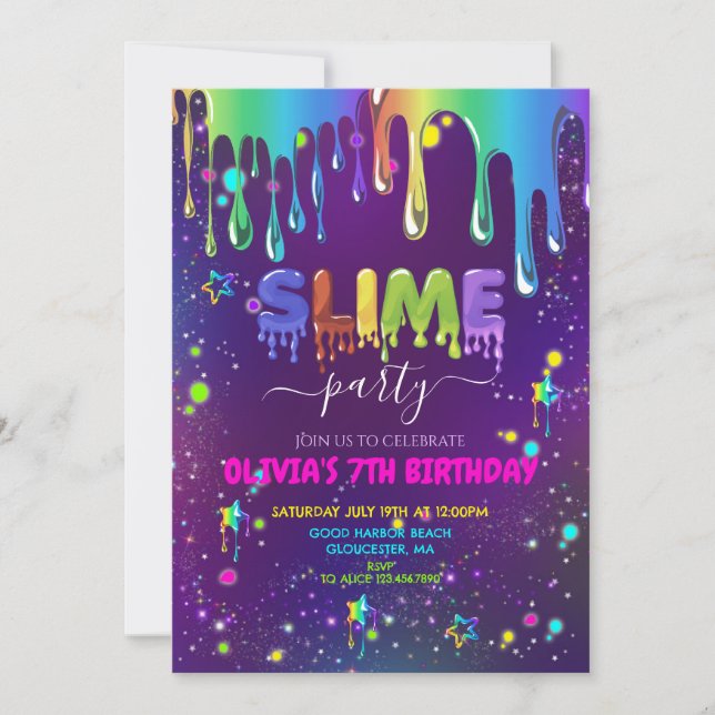 Slime Birthday  Invitation (Front)