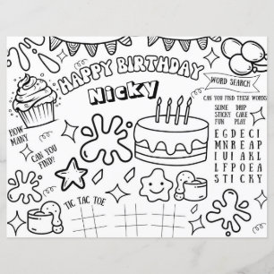 Slime Birthday Party Colouring Page Activity Kids