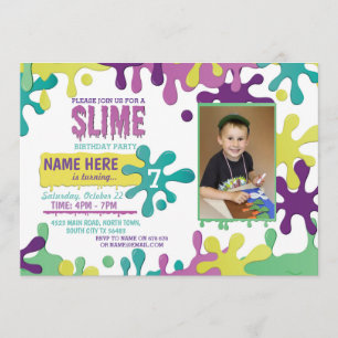 Slime Birthday Party Dripping Photo Invite 6 7 8 9