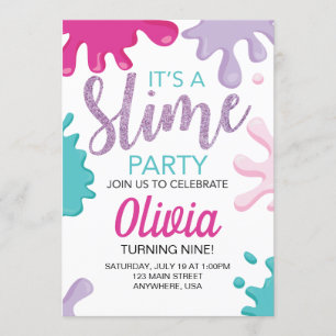 Slime birthday party invitation