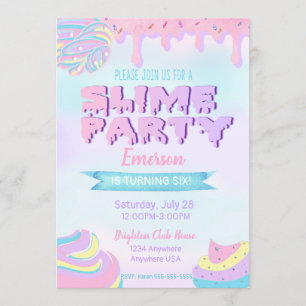 Slime Birthday Party invitations, dripping. invite
