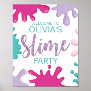 Slime birthday party personalised welcome sign