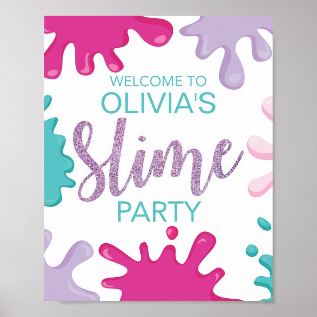 Slime birthday party personalised welcome sign (Front)