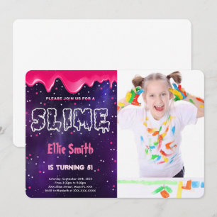 Slime Birthday Photo Invitation
