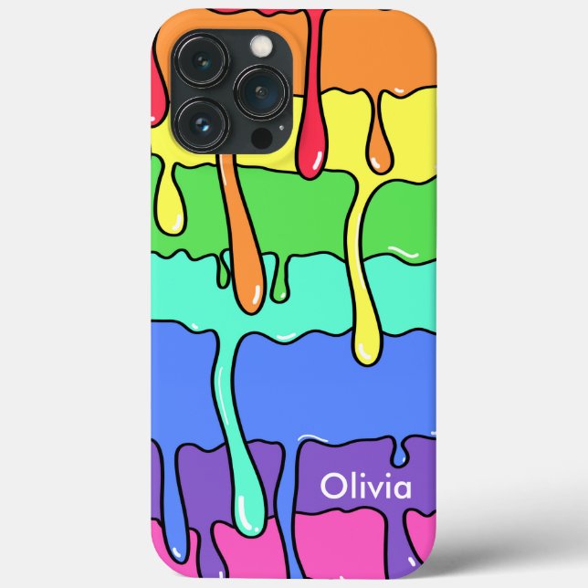 Slime Dripping Melting 90s Retro Rainbow Case-Mate iPhone Case (Back)