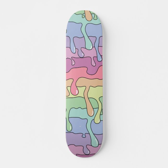 Slime Dripping Melting Rainbow Skateboard (Front)