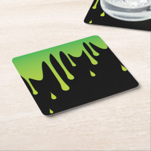 Slime dripping square paper coaster