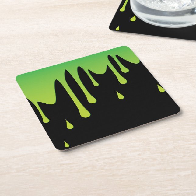 Slime dripping square paper coaster (Angled)