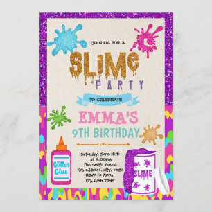 Slime girl theme party Invitation
