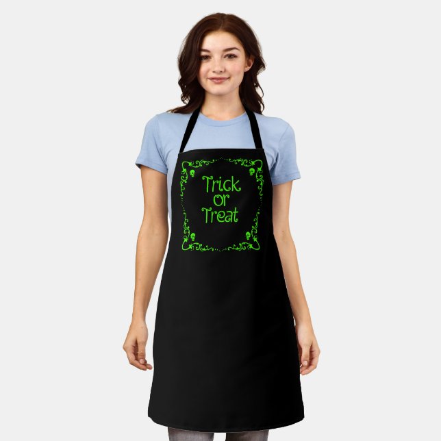 Slime Green Trick or Treat  Apron (Worn)