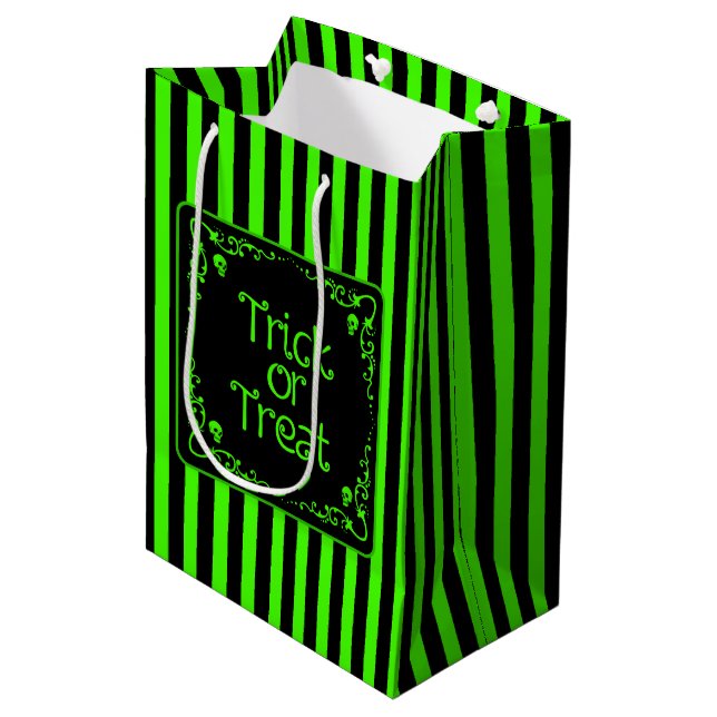 Slime Green Trick or Treat  Medium Gift Bag (Front Angled)