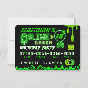 Slime Green VIP Birthday Party Credit Card