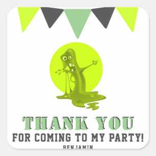 Slime Monster Thank you Birthday Square Sticker