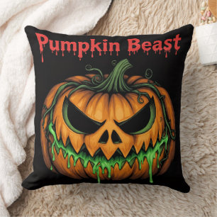 Slime Oozing Pumpkin Beast Throw Cushion