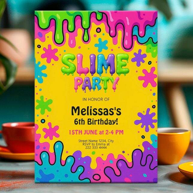 Slime Party Birthday for Kids, Colourful DIY Theme Invitation (Creator Uploaded)