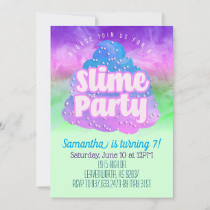 Slime Party Birthday Invitation