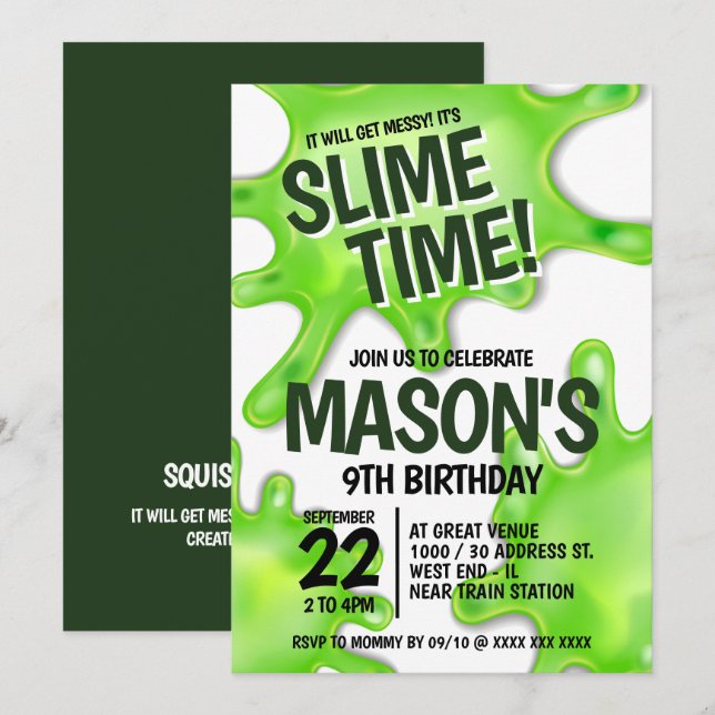 Slime Party Birthday Invitation (Front/Back)