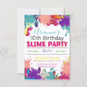 Slime Party Birthday Invitation