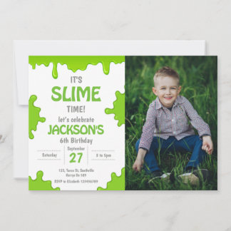Slime Party Birthday Photo Invitation
