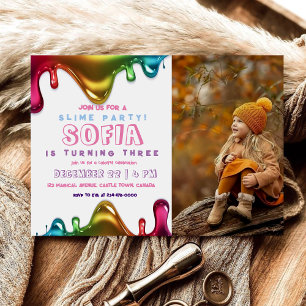 Slime Party Rainbow Slime Gender Neutral Invitation