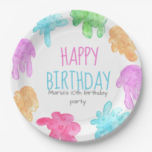 Slime theme kid birthday party plate