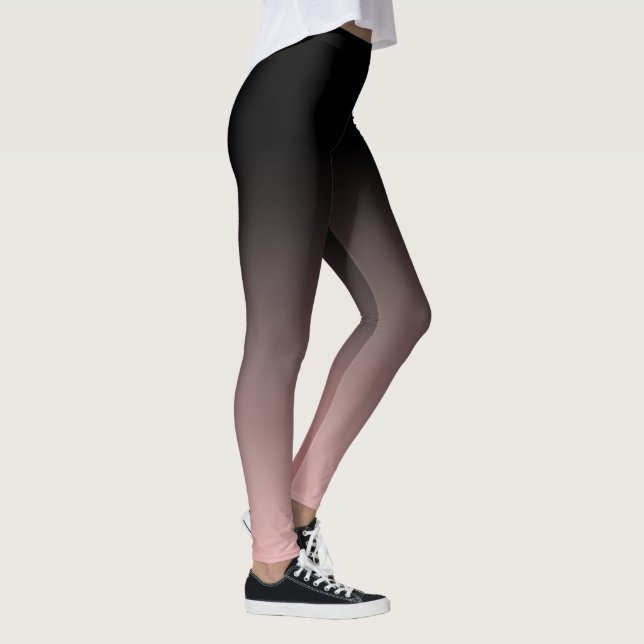 Slimming Black and Rose Gradient Horizon Leggings (Right)