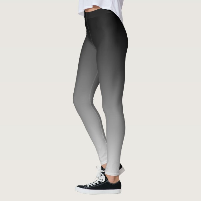 Slimming Black and White Gradient Horizon Leggings (Left)
