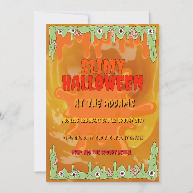 Slimy Halloween Invitation Card (Back)
