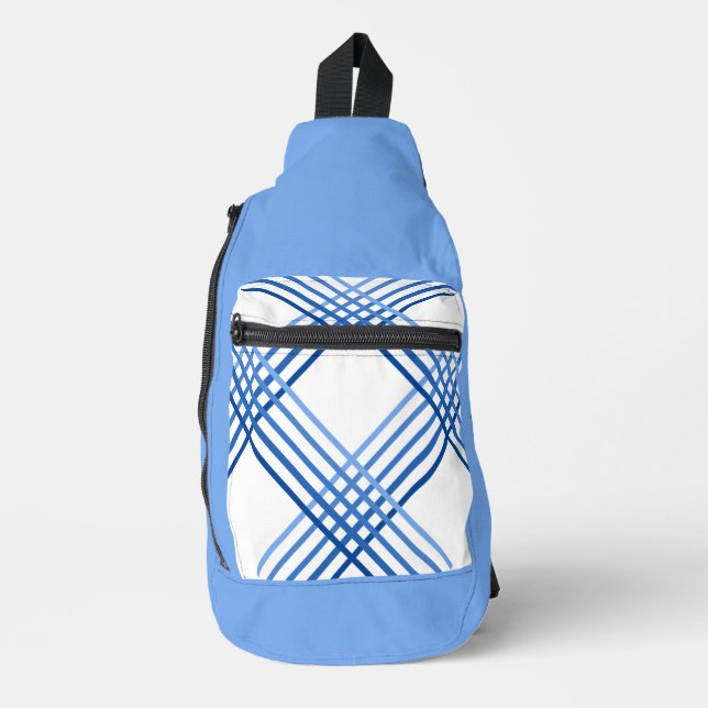 Sling Bag - Blue Stripes Crossed  (Front)