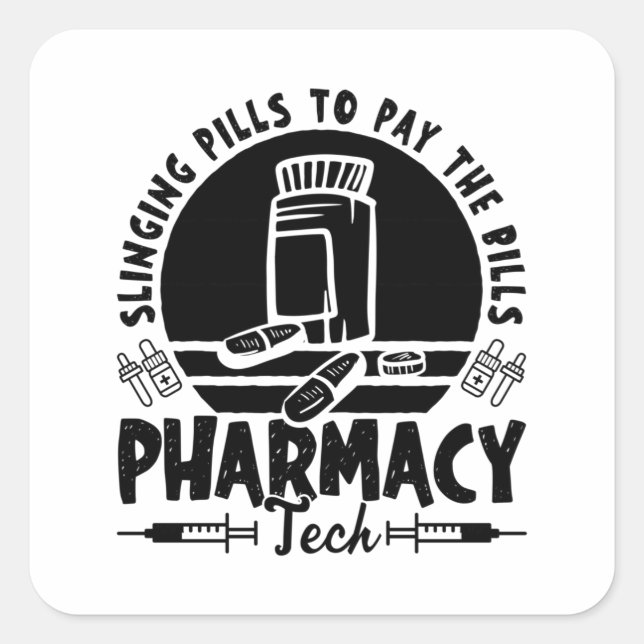 Slinging Pills Pharmacist Pharmacy Technician Gift Square Sticker (Front)