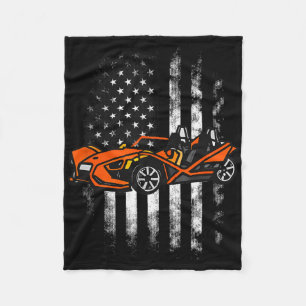 Slingshot Car American Usa Flag 4th Of July Fleece Blanket