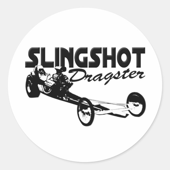 slingshot dragster vintage drag racing classic round sticker (Front)