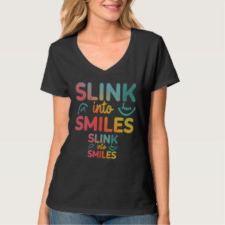 Slink into Smiles bursts across this T-Shirt