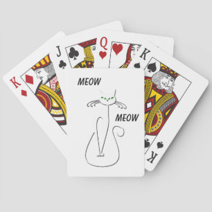 Slinky Black Cat Meow Meow Custom Text Green Eyes Playing Cards