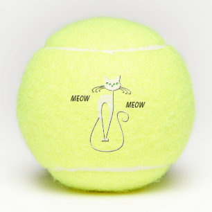 Slinky Black Cat Meow Meow Custom Text Green Eyes Tennis Balls